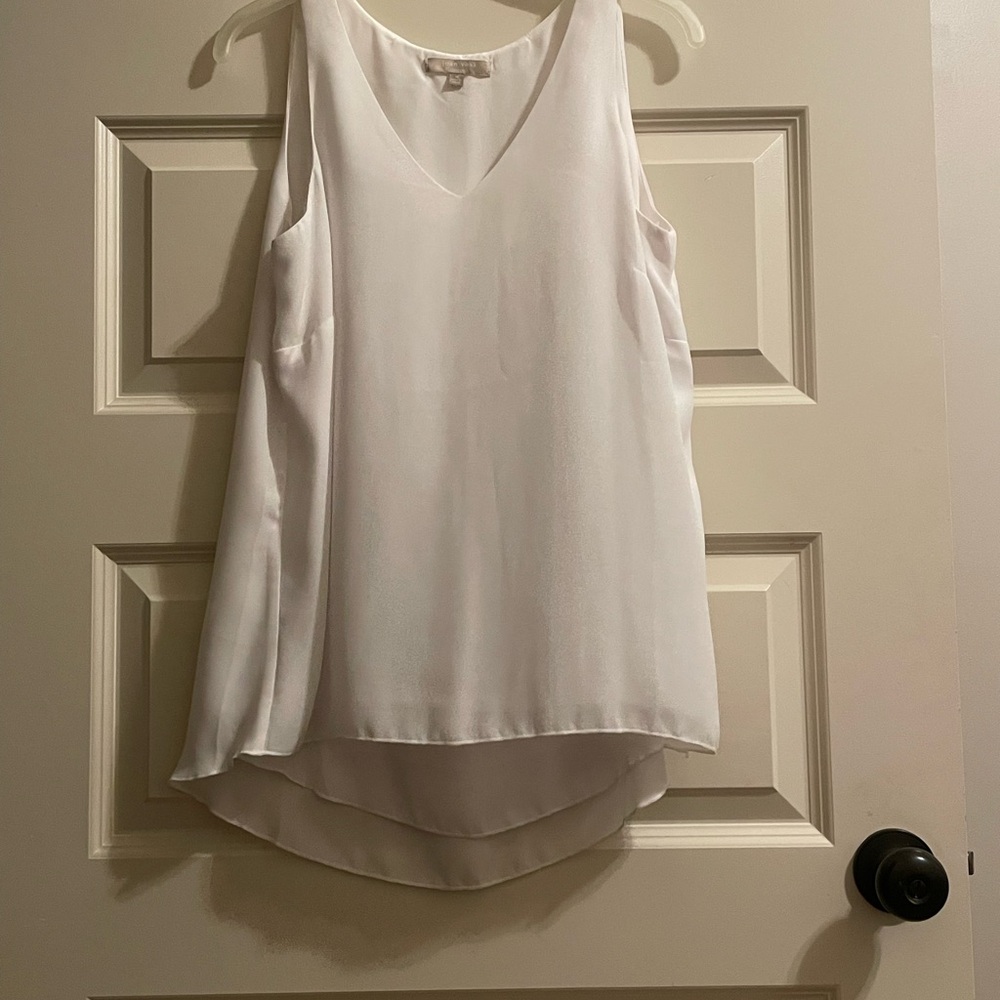 Joan Vass White Asymmetrical Tank Top